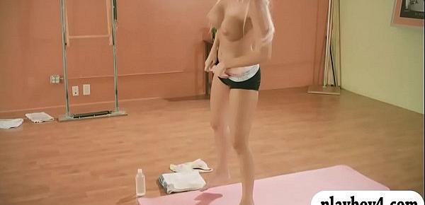  Hot babes doing yoga session while naked